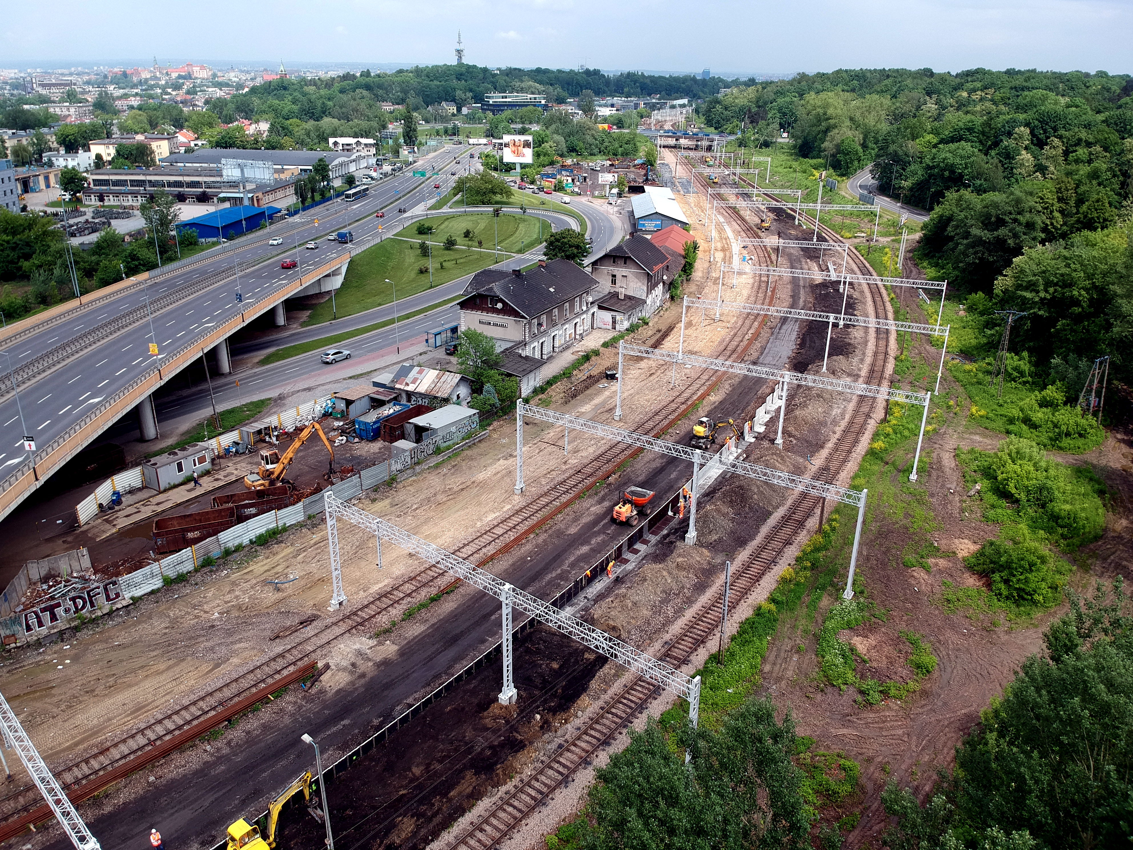 Prace budowlane na torze kolejowym, Kraków  - Railway construction